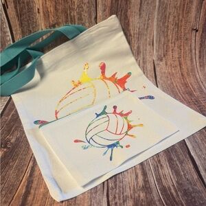NEW Volleyball Canvas 11”x13” Tote Bag and 8”x5” Pouch Set Item #PHK6699